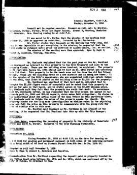 City Council Meeting Minutes, November 3, 1958
