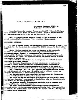 City Council Meeting Minutes, November 7, 1962