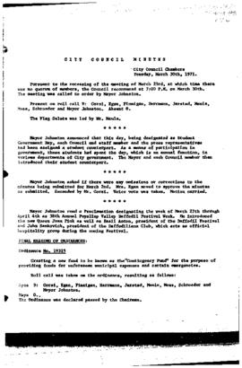 City Council Meeting Minutes, March 30, 1971