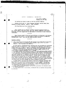 City Council Meeting Minutes, July 20, 1971