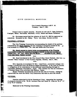 City Council Meeting Minutes, May 7, 1963