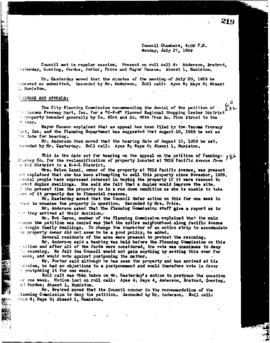 City Council Meeting Minutes, July 27, 1959