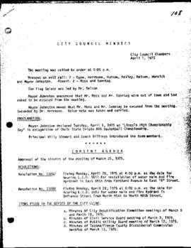 City Council Meeting Minutes, April 1, 1975