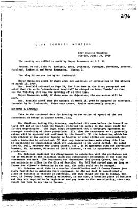 City Council Meeting Minutes, April 29, 1969
