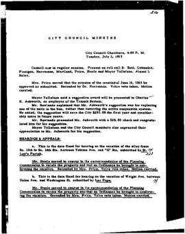 City Council Meeting Minutes, July 2, 1963