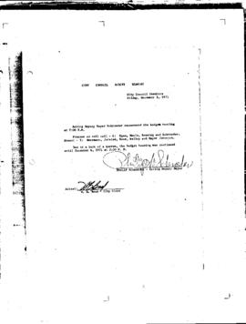 City Council Meeting Minutes, December 3, 1971