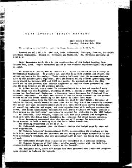 City Council Meeting Minutes, Budget, October 8, 1968