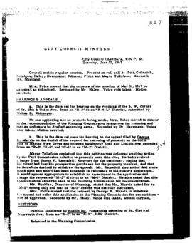City Council Meeting Minutes, June 13, 1967