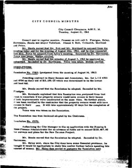 City Council Meeting Minutes, August 21, 1962