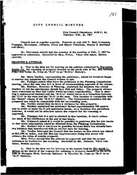 City Council Meeting Minutes, February 21, 1967