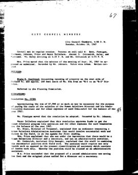 City Council Meeting Minutes, October 10, 1967