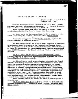 City Council Meeting Minutes, July 3, 1962