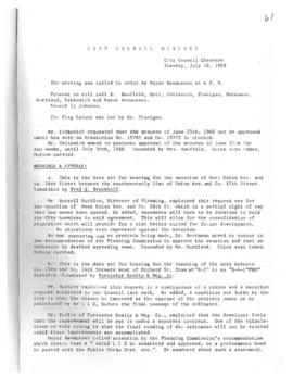 City Council Meeting Minutes, July 16, 1968