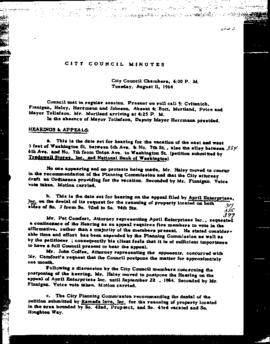 City Council Meeting Minutes, August 11, 1964