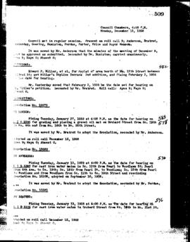 City Council Meeting Minutes, December 15, 1958