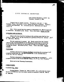 City Council Meeting Minutes, October 2, 1962