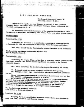 City Council Meeting Minutes, January 2, 1964