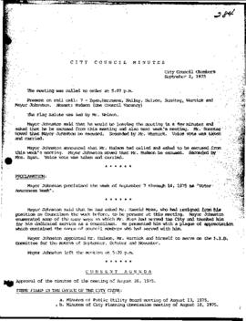 City Council Meeting Minutes, September 2, 1975