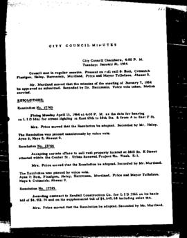 City Council Meeting Minutes, January 21, 1964