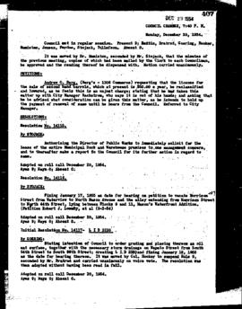 City Council Meeting Minutes, December 20, 1954