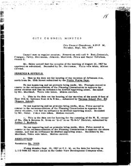 City Council Meeting Minutes, September 5, 1967