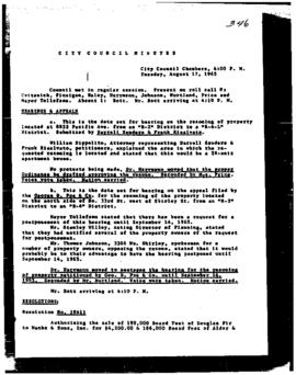 City Council Meeting Minutes, August 17, 1965