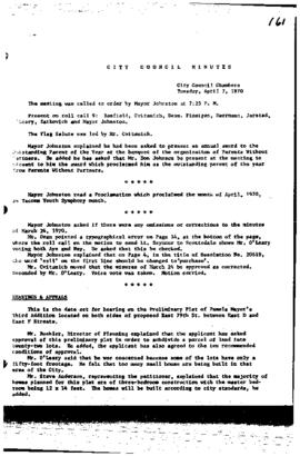 City Council Meeting Minutes, April 7, 1970