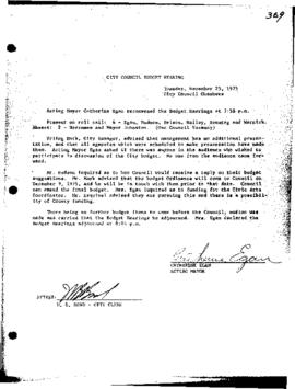 City Council Meeting Minutes, Budget, November 25, 1975