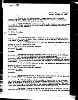 City Council Meeting Minutes, November 10, 1958