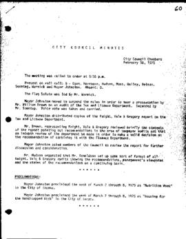 City Council Meeting Minutes, February 18, 1975