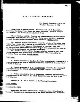 City Council Meeting Minutes, December 4, 1962