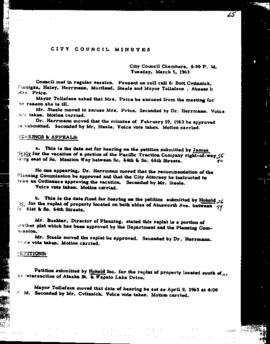 City Council Meeting Minutes, March 5, 1963