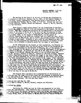 City Council Meeting Minutes, May 27, 1958