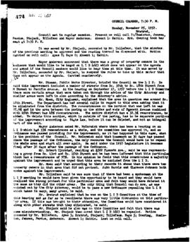 City Council Meeting Minutes, November 25, 1957