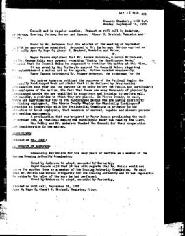 City Council Meeting Minutes, September 15, 1958