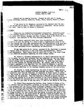 City Council Meeting Minutes, June 9, 1958