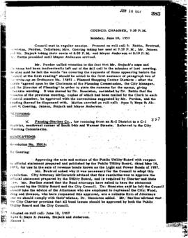 City Council Meeting Minutes, June 10, 1957
