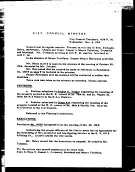 City Council Meeting Minutes, November 4, 1964