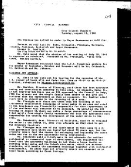City Council Meeting Minutes, August 13, 1968