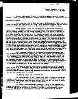 City Council Meeting Minutes, October 3, 1956