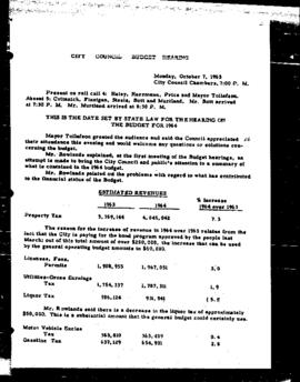 City Council Meeting Minutes, October 7, 1963