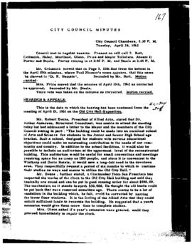 City Council Meeting Minutes, April 24, 1962
