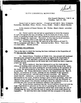 City Council Meeting Minutes, April 25, 1961