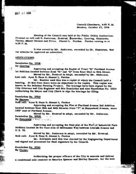 City Council Meeting Minutes, October 27, 1958