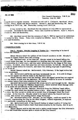 City Council Meeting Minutes, July 19, 1960