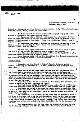 City Council Meeting Minutes, July 5, 1960