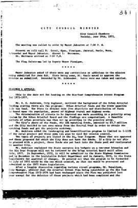 City Council Meeting Minutes, June 29, 1971