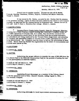 City Council Meeting Minutes, March 11, 1957