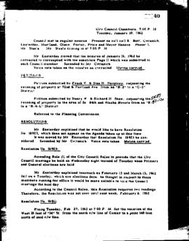 City Council Meeting Minutes, January 30, 1962