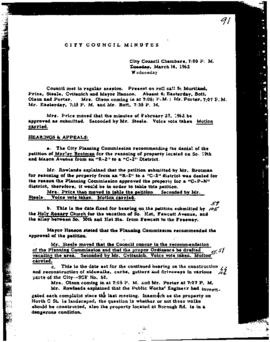 City Council Meeting Minutes, March 14, 1962